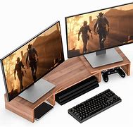 Image result for Dual Monitor Stand Wood