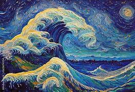 Image result for Van Gogh Starry Night and the Great Wave