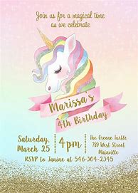 Image result for Unicorn Birthday Invitation Card