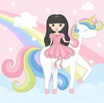 Image result for Unicorn and Princess Cartoon