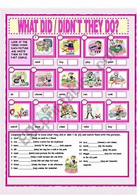 Image result for Did Didn't Worksheet