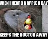 Image result for An Apple a Day Keeps the Doctor Away Meme