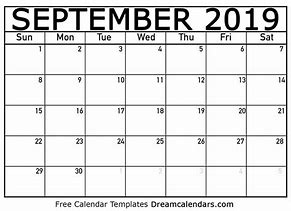Image result for Free Printable Blank Calendar September 2019