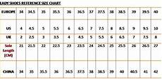 Wonderful World Of Shoes Shoe Size Chart