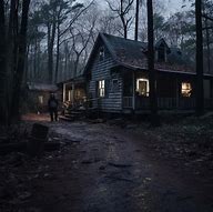 Image result for Cabin with a Man Standing