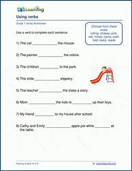 Image result for First Grade Verb Worksheets