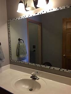 home decor bathroom added strips of peel and stick tile to edge of mirror home decor bathroom added strips of peel and stick tile to edge of mirror