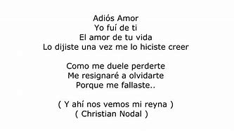 Image result for Adios Amor Lyrics