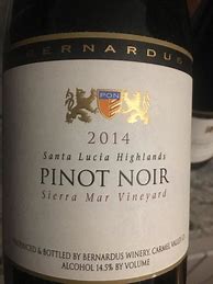 Image result for Bernardus Pinot Noir Sierra Mar