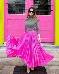 Image result for Pleated a Line Skirt Hot Pink Smoked