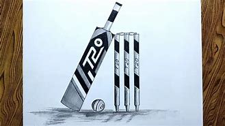 Image result for Cricket Bat and Ball Drawing in Cup Sketch