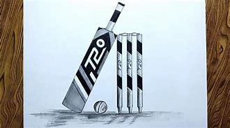 Image result for Cricket Ball Bat Drawing