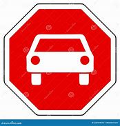 Image result for Black White Clip Car Driving Stop Sign