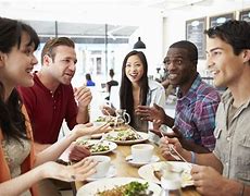 Image result for Image of a Person Who Is Saying Let's Eat to Other People