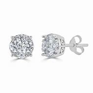 Image result for Silver Big Button Earrings with Diamonds