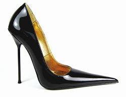 Image result for 18Cm High Heel Size 49 Black Patent Stilettos