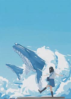 'Sky Whales' Poster by Maliki Ramdhani | Displate | Anime scenery, Anime scenery wallpaper, Aesthetic art
