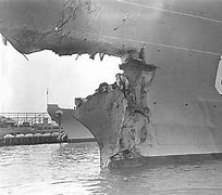 Image result for USS Wisconsin Bow Damage