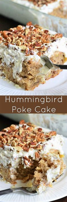 Hummingbird Poke Cake. This version of a Hummingbird cake is so easy and extra moist from a layer of sweet, creamy s… | Poke cake recipes, Cake recipes, Eat dessert