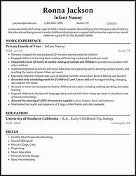 Image result for Nanny Resume Skills Examples