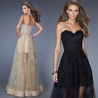 Image result for Champagne and Black Prom Dresses