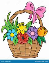 Image result for Basket Full of Flowers Cartoon