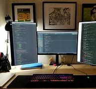 Image result for Computer Programmer Desk Setup