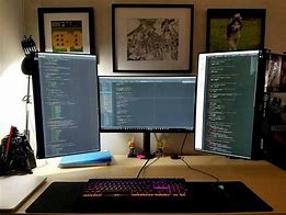 Image result for Programmer Desk and Game Setup