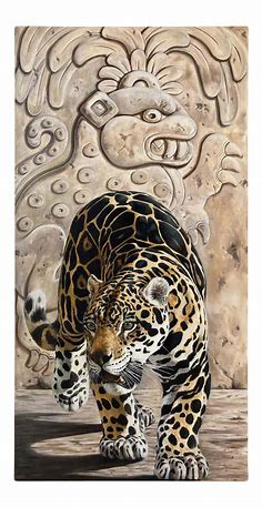 Large Oil on Canvas, Mayan Jaguar by Kindrie Grove 2002 | Big cats art, Big cats photography, Cat art