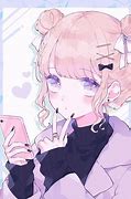 Image result for Anime Girl Holding Pink Flip Phone