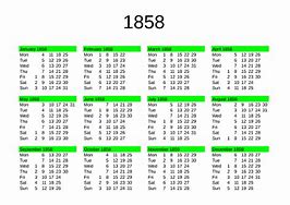 Image result for 1858 Calendar