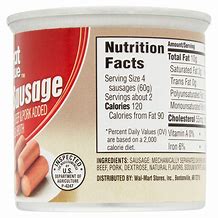 Image result for Vienna Sausage Nutrition Label