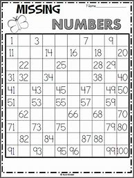 Image result for 100 Chart Missing Numbers