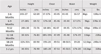 Image result for Children Size Chart Clothing
