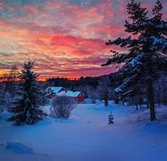 Image result for Winter Cabin Sunset