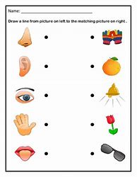 Image result for Five Senses Worksheet for Kg