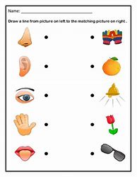 Image result for Five Senses Matching Worksheet