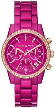 Image result for Michael Kors Watch Pink Leather Strap