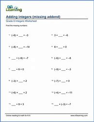 Image result for Adding Integers Worksheet 6th Grade