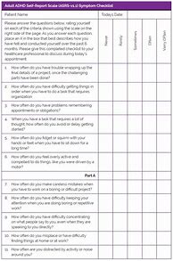 Image result for Adult ADHD Test Printable