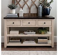 Image result for Console Table with Shelves and Drawers