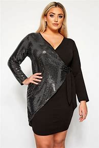 Image result for Plus Size Sequin Wrap Dress
