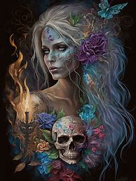 Image result for Gothic Art Skull Girl