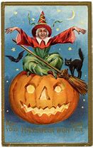 Image result for Vintage Halloween Witch On Broom Stick Clip Art