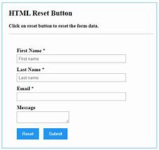Image result for How to Use Reset Button in HTML