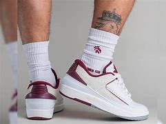 Image result for Jordan 2 Low Cherry Wood Red Socks