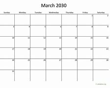 Image result for March 2030 Calendar