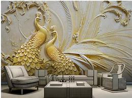 Image result for 3D Peacock Wall Mural