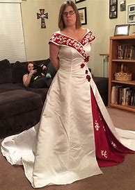 Image result for Maroon and White Wedding Dress