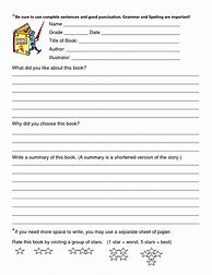 Image result for 5th Grade Book Review Template